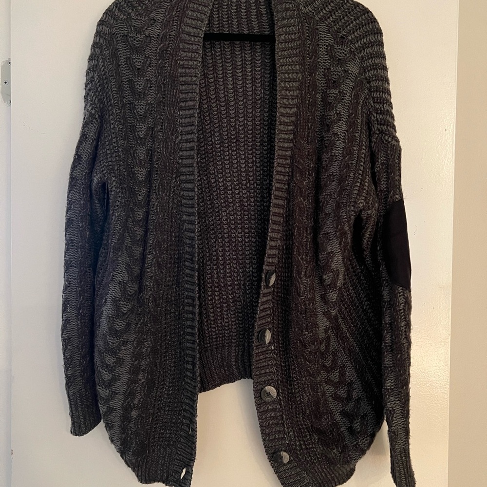 Olive & Oak Charcoal Cable Knit Cardigan